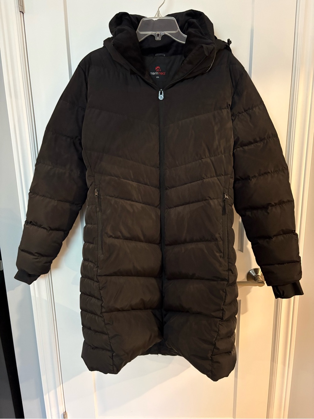 Remington Women's Black Hooded Long Puffer Coat